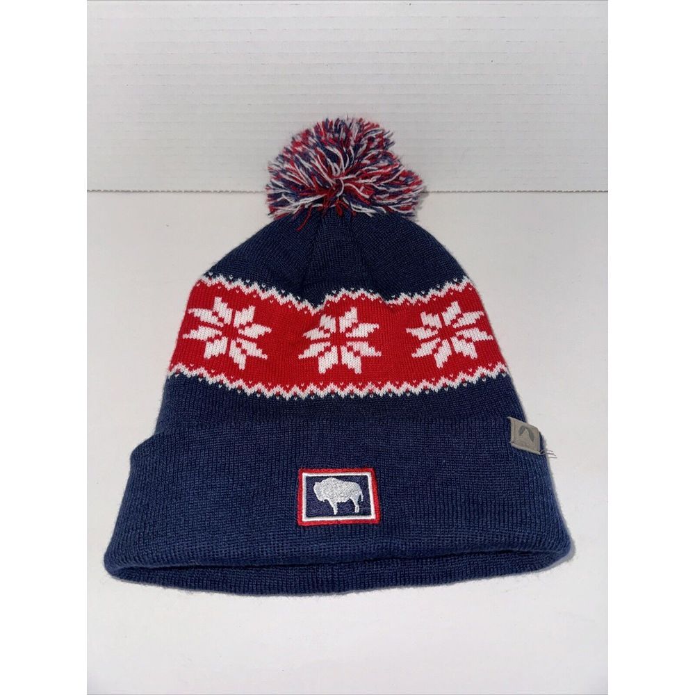 Cirque Wyoming State Flag, Ski Hat, Pom-Pom, Red‎ White Blue, Knit